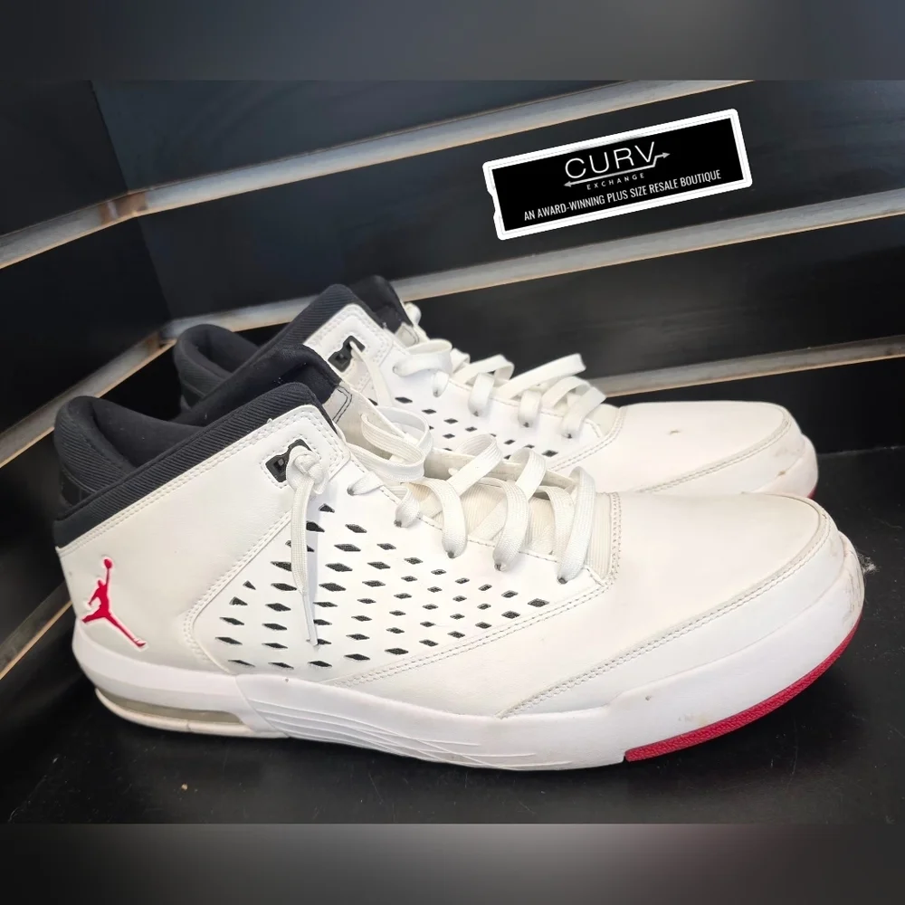 NIKE AIR Jordan Flight Origin 4 sneakers in the white, gym red, and black SZ 15